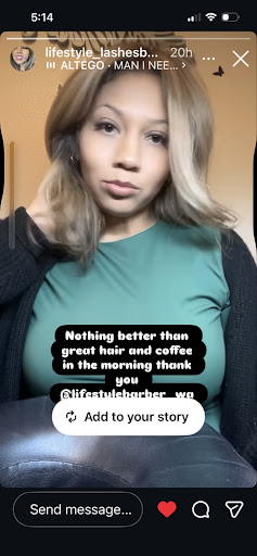 Happy client with long teddy bear blonde hair